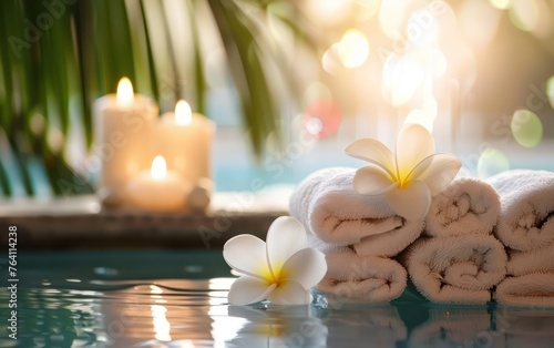 A peaceful health spa environment, great for promotional banners highlighting spa services.