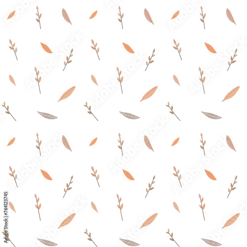 Seamless plant pattern design on a white background. For kids, wallpapers, wrapping paper, gift, textile.