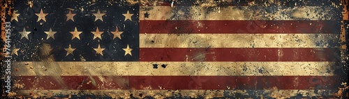 Vintage American flag on a dark background like chalkboard with copyspace , high resolution
