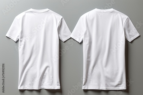Plain blank t-shirt mockup for front and back view on white background