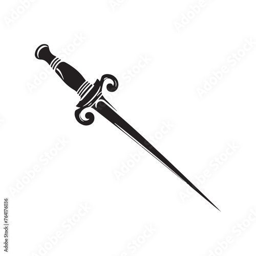 Inspiring Rapier Silhouette Showcase - Portraying the Noble Art of Fencing with Rapier Illustration - Minimallest Vector 
