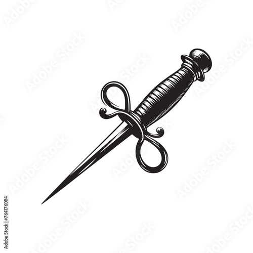 Rapier Silhouette Extravaganza - Unveiling the Beauty and Elegance of Historical Weaponry with Rapier Illustration - Minimallest Vector 