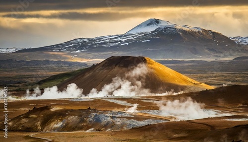The sulphuric golden brown landscape of Iceland's geothermal area