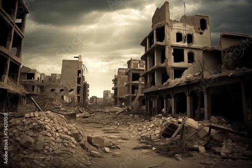 City buildings destroyed in war