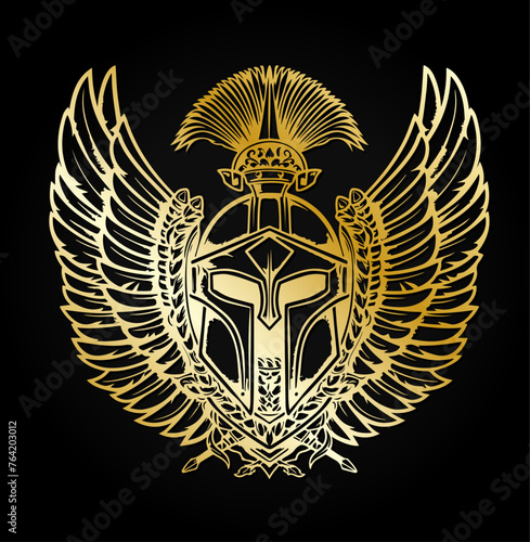 Spartaner Gold Sparta Logo Alt Griechisch Krieger Symbol Vektor Gladiator Helm
