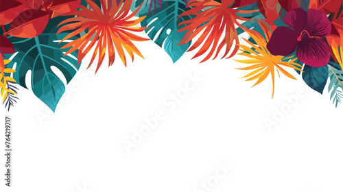 Creative layout made of colorful tropical leaves 