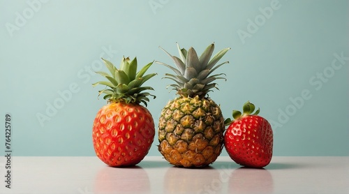 Pineapple strawberry hybrid. Strawberry and pineapple. Strawberry concept.