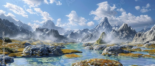A fantasy landscape where each landform represents a different essential mineral and its source