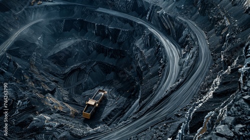 An aerial perspective of coal mining operations