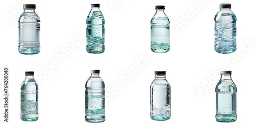 Set Of Water Bottles With Transparent Background, Drinks