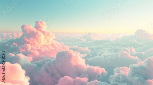 Creamy pastel clouds floating in a bright welcoming sky AI generated illustration