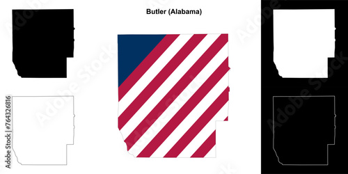 Butler county outline map set