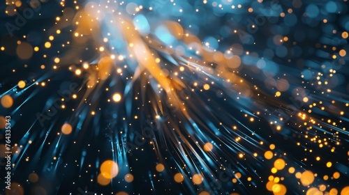Close-up of fiber optics, showcasing the core technology behind high-speed internet and data communication