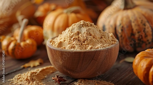 There is pumpkin flour on the table.