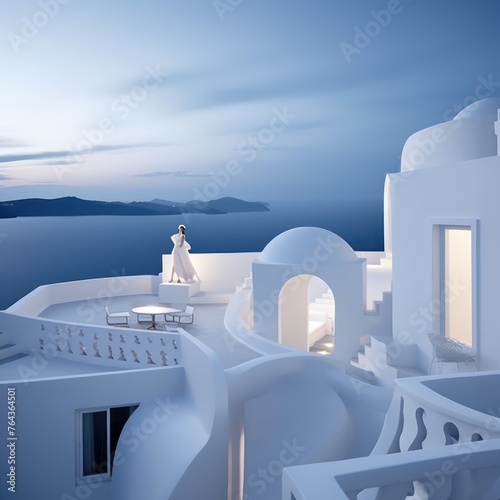 Grecian Escape. Ethereal Beauty Overlooking Aegean Twilight