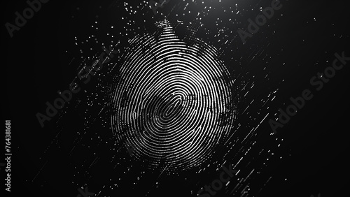Glowing fingerprint on a black background. Concept of modern technology and personal identification.