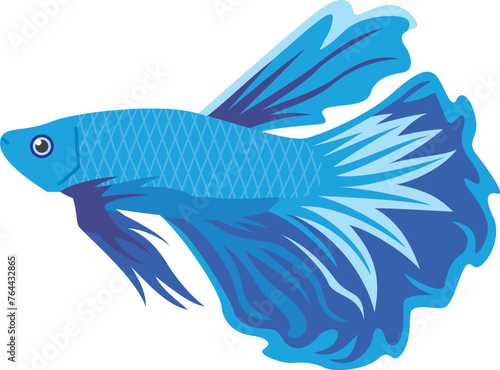 青色熱帯魚ベタのイメージイラスト