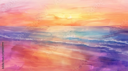"Abstract impressionist seascape with vibrant sunset hues. Artistic background for creative design and wall art."