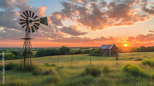 The rustic charm of windmills in rural landscapes. Experiment with different angles and lighting to highlight their timeless appeal