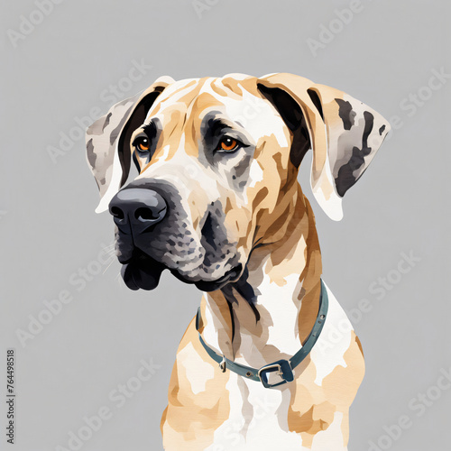 A great dane dog, watercolor, profile picture