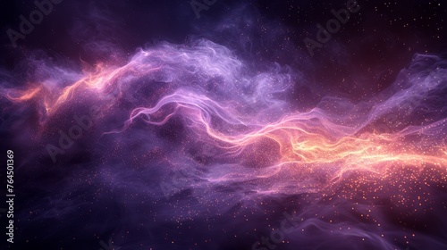  A photo of a starry night sky with a vibrant purple and yellow swirl superimposed on top