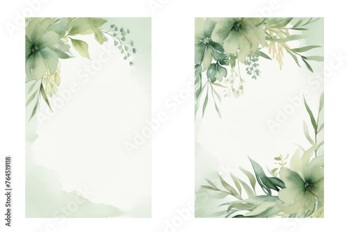 Template with flowers and leaves for invitation or postcard png