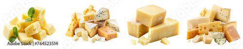 Pieces of cheese isolated on transparent background