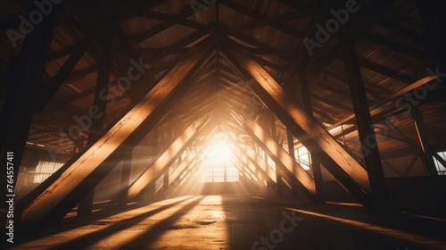 Golden light rays effect with geometric shapes