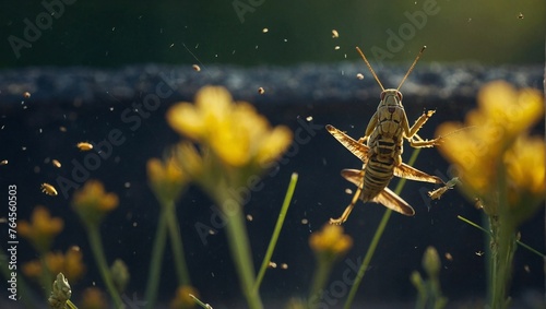 locust swarming on the grass