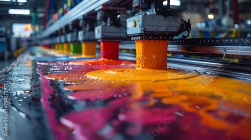 A large format printer printing colorful posters on paper in the print shop,AI Image Generative