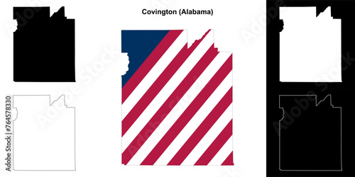 Covington county outline map set