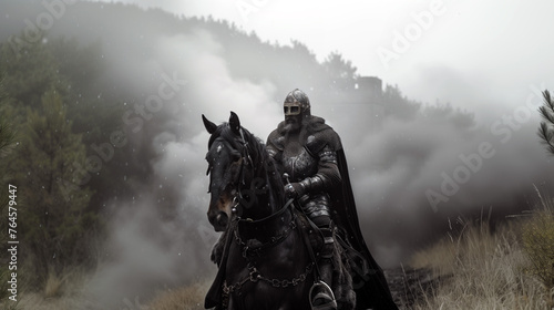Medieval Knight Horseback Warrior Man on Horse