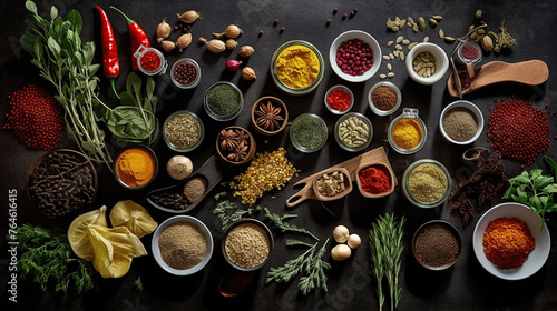 Overhead view of ingredients on table