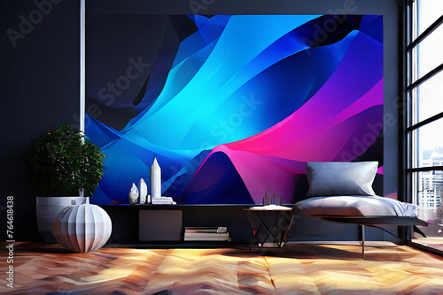 modern living room with amazing lighting 