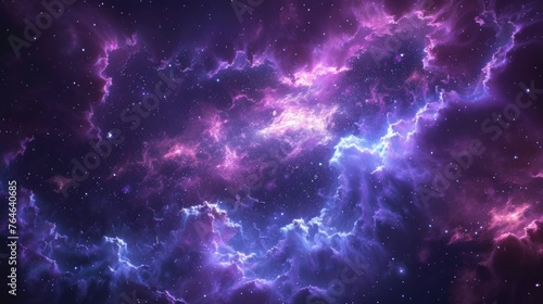 Fractal starscape abstract background. Vast, nebulous space with swirling patterns of blues and pink