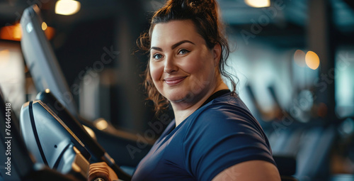 Over weight Woman exercising in the fitness center.Ai