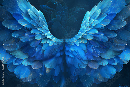 Blue angel wings made with fractal design