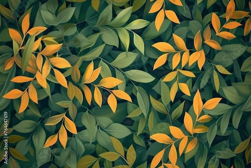 Tiled plant leaves background, floral pattern for wallpaper, color schema