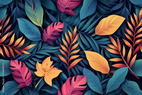Plant leaves background, floral pattern for wallpaper, modern color schema --ar 3:2 --tile Job ID: c335ddaf-7437-4111-b50d-00568782571c