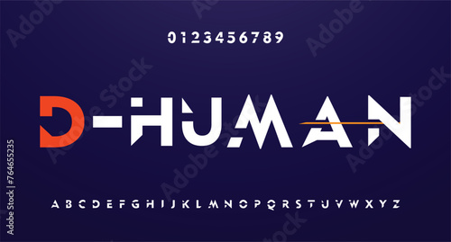 Design Modern abstract digital alphabet font. Minimal technology typography, Creative urban sport fashion futuristic font and with numbers. vector illustration