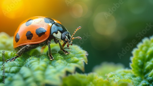 Close Up of a Ladybug on a Plant