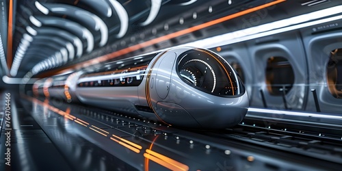Vacuum tube transportation propels sleek pods at 700 mph for sustainable travel. Concept Future Transportation, Vacuum Tube Technology, Sustainable Travel, High-Speed Pods, Innovation