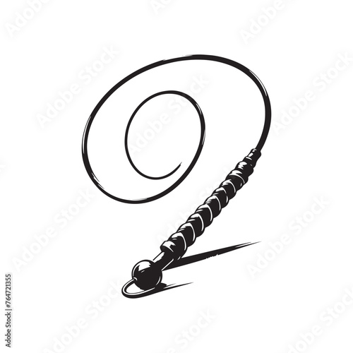 Elegant Whip Silhouette Showcase - Capturing the Grace and Power of this Iconic Weapon with Whip Illustration - Minimallest Whip Vector 