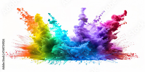 Various colored smokes creating abstract patterns and flying in the air with wild splashes.