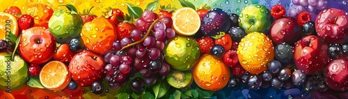 Fruit of the Spirit, colorful icons arrangement,