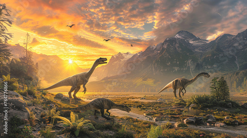 Dinosaur on natural background. 