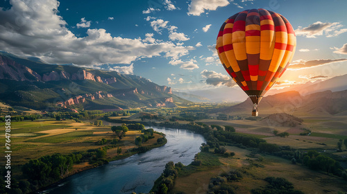 Air balloon over the valley. 