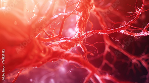3D Illustration of Blood Vessels inside Human Body. Medical Background Reference