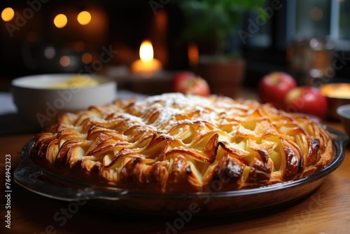 Newly beded apple pie, a sweet indulgence generated by IA, generative IA