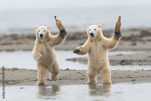 Niedźwiedzie polarne z butelkami